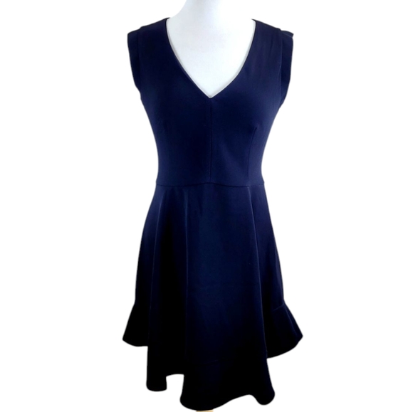 NWT J.CREW Black V Neck Stretch Ponte Sleeveless Ruffle Hem Sheath Dress 6 - Picture 3 of 10